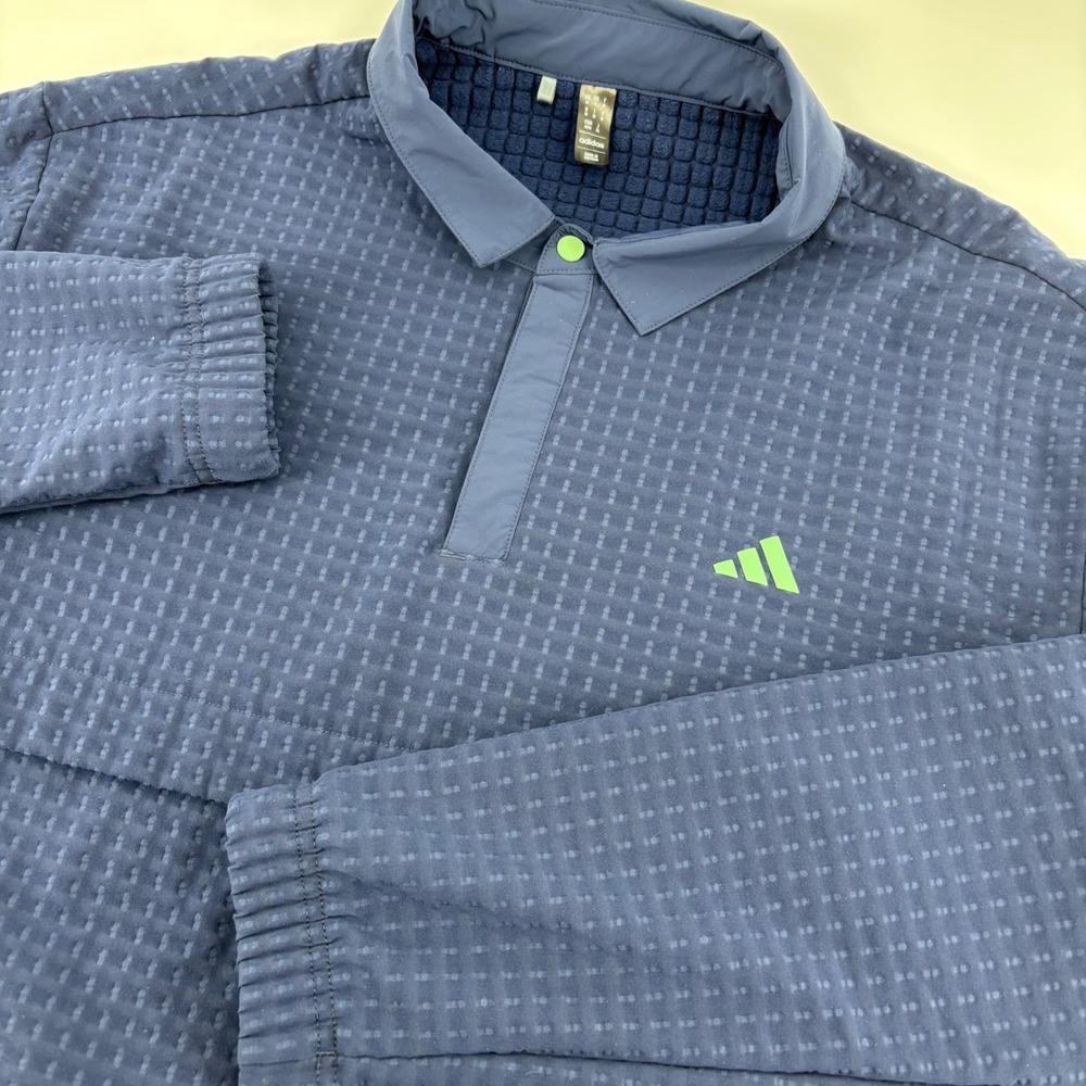 Adidas Ultimate365 Tour Wind.RDY Pullover Men M Blue Fleece Lined Grid IW2815